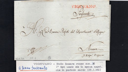 CG8 - Regno D'Italia - Il Podestà Di Vigevano - Lett. Da Vigevano X Novara 26/1/1821 - Ann. Di Vigevano Lin. Rosso - 1. ...-1850 Prefilatelia