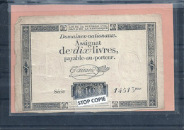 01 - 2022 - Révolution Française - Assignat De Dix Livres - Domaines Nationaux - Assignats & Mandats Territoriaux