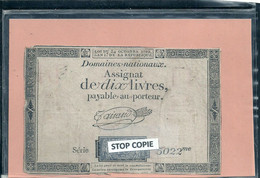 01 - 2022 - Révolution Française - Assignat De Dix Livres - Domaines Nationaux - Signature Tairand ? - 5022me - Assignats & Mandats Territoriaux