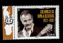 France 2021 - Neuf ** Scanné Recto Verso - Georges Brassens - Bord De Feuille Gauche - Neufs