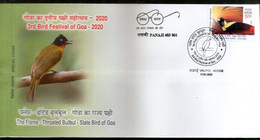 India 2020 Birds Throated Bulbul Bird Festival Of Goa,  Animal , Fauna , Bird, Aves ,Special Cover  (**) Inde Indien - Storia Postale