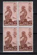 AFRICA ORIENTALE ITALIANA 1938 SOGGETTI VARI P.A. 5 L. QUARTINA **MNH CENTR. LUSSO - Italian Eastern Africa