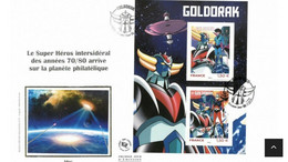 RARE Enveloppe GOLDORAK 2021 GRAND FORMAT / Bloc En Soie - Oblitération 1er Jour - Used Stamps