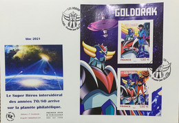 Enveloppe GOLDORAK 2021 GRAND FORMAT / BLOC IMPRIME - Oblitération 1er Jour - Gebraucht