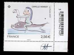 France 2021 - Neuf ** Scanné Recto Verso - Camille Henrot - Coin De Feuille Bas Droit - Unused Stamps