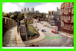 YORK, UK - VIEW FROM THE CITY WALLS - ANIMATED -  WATER COLOUR BY B.F.C. PARR - VALENTINE & SONS LTD - - York