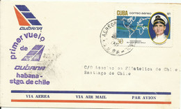 CUBA, CARTA CIRCULADA  PRIMER VUELO DE LA HABANA  A CHILE EL 26/6/1971 - Briefe U. Dokumente