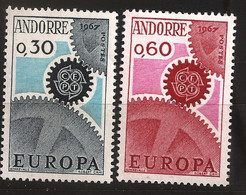 Andorre Français 1967 N° 179 / 80 ** Europa, Emission Conjointe, Europe, CEPT, Engrenages, Industrie, Oscar Bonnevalle - Neufs