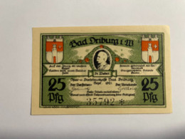 Allemagne Notgel Driburg 25 Pfennig - Collections