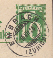 ZH  EMBRACH ( ZÜRICH ) - POSTKARTE  - SEHR SAUBERER STEMPEL 1926 - Covers & Documents