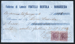 BORGOSESIA - FATTURA O RICEVUTA DI PAGAMENTO DEL 1903 - FABBRICA LATERIZI FRATELLI BERTOLA (STAMP96) - Italia