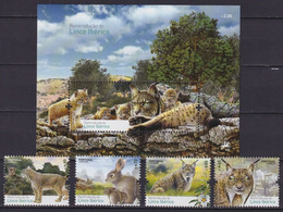 Portugal 2015 MiNr. 4031 - 4035 (Block 374) Reintroducing Iberian Lynx Predators (cats Of Prey) 4v + S\sh MNH**  11.30 € - Felini