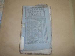 Mercure De France N° 27  Samedi  7 Juillet  1787  Journal De La Librairie - Periódicos - Antes 1800