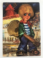 Delcampe - Carte Illustrateur Michel Thomas Poulbot Le Guitariste - Editions Krisarts 1968 - Thomas