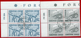 FAROE IS. 1982 Europa: Historic Events Used Blocks Of 4.  Michel 70-71 - Féroé (Iles)