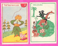 Lot 2 Chromos Bon-points Marie-Rose La Mort Des Poux Thème Des 7 Familles Maman Frileuse Bébé Thé - Tee & Kaffee