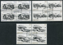 FAROE IS. 1982 Faroese Villages Blocks Of 4 Used  Michel 72-74 - Isole Faroer