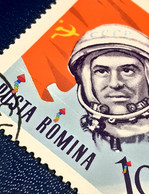 Errors Romania 1964 Mi 2239 Printed With  Line  Cosmos Astronaut G. TITOV,  Used Imperfect Stamp - Abarten Und Kuriositäten