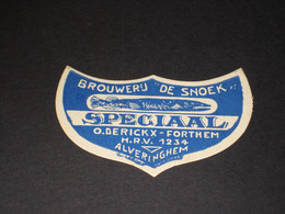 Oud Bier Etiket Brouwerij DE SNOEK Te ALVERINGHEM - Beer