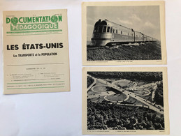 Documentation Pédagogique - Ecole - Géographie  - Les Etats Unis - Les Transports Et La Population - Décembre 1952 - Fiches Didactiques