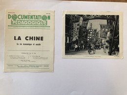 Documentation Pédagogique - Ecole - Géographie  - La Chine - La Vie économique Et Sociale - Juillet 1953 - Lesekarten