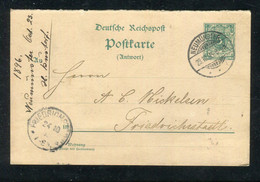 Deutsches Reich / 1896 / Postkarte (Antwortteil) Stegstempel "NEUMUENSTER" (1/796) - Enteros Postales