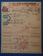 A0 2 FRANCE  AVIS D ENCAISSEMENT  COLIS POSTAL  1945   +AFFRANCH. INTERESSANT - Brieven & Documenten
