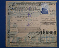 A0 2 FRANCE  AVIS D ENCAISSEMENT  COLIS POSTAL  1943 + SAUMUR  +AFFRANCH. INTERESSANT - Briefe U. Dokumente