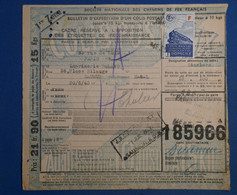 A0 2 FRANCE  AVIS D ENCAISSEMENT  COLIS POSTAL  1943 + SAUMUR  +AFFRANCH. INTERESSANT - Cartas