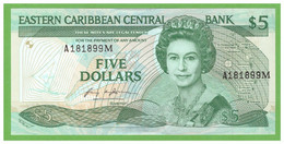 MONTSERRAT EAST CARRIBEAN STATES 5 DOLLARS 1986/1988  P-18m  UNC - Caribes Orientales