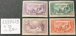 (A1) Andorre  N° 25/27 à 29 Neuf * Gomme D'Origine  TB - Unused Stamps