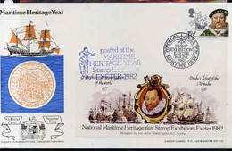 Great Britain 1982 Illustrated Cover For National Maritime Stamp Exhibition Bearing 15.5p Mary Rose Stamp With Special ' - Cinderellas