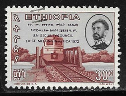 Ethiopia Scott # 611 Used Train On Bridge, Overprinted, 1972 - Ethiopia