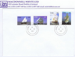 Ireland Ships 1998 Tall Ships Self-adhesive Set Of Four Used On Neat Cover Dublin Cds 2 III 99 - Storia Postale