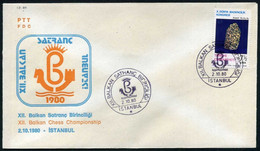 Turkey 1980 XII. Balkan Chess Championship | Special Cover, Istanbul, Oct. 2 - Brieven En Documenten