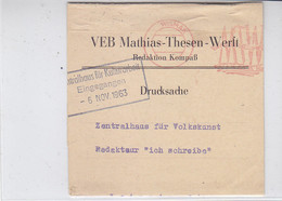 Freistempel Auf Streifband Von VEB Thesen-Werft Aus WISMAR 5.11.63 Aptierter Stempel - Storia Postale