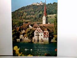 Stein Am Rhein. AK Farbig. Gebäudeansichten Mit Kirche Vom Gegeüberliegendem Ufer Aus, Burg / Schloß Auf Dem B - Stein