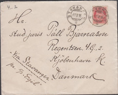 1893-1895. NORGE. POSTHORN. Perf. 13:12. 10 øre Rose. On Cover To Hr. Stud. Juris Pall Bjarn... (Michel 56 B) - JF427661 - Storia Postale