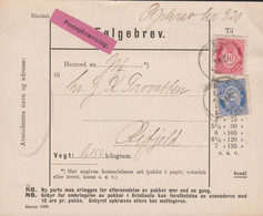 1908. NORGE.  POSTHORN 10 + 20 øre Perf. 14½ X 13½ On Følgebrev Postopkrævning Kr. 3,20 Dat... (Michel 57 A+) - JF427705 - Brieven En Documenten