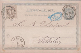 1883. NORGE. Posthorn. 5 ØRE Brev-Kort + 1 øre POSTHORN To Götheborg Cancelled Both CHRISTIANI... (MICHEL 22) - JF427850 - Storia Postale