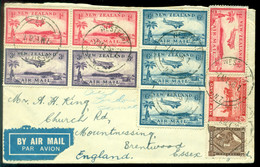 New Zealand 1936 Airmail Cover To England With Scott # 190, 193, C6 (3), C7 (2) And C8 (3) - Poste Aérienne