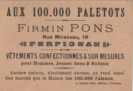 Aux 100000 Paletots Firmin Pons Rue Mirabeau 19 Perpignan Image Publicitaire 7 X 10 Cm - Non Classés