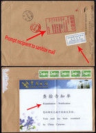 France To China,COVID-19 Friendly Reminder Chop+DEFERRED DELIVERY+Examination Notification - Storia Postale