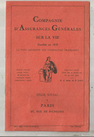 Livret Police D'assurance, 1960, Cgnie. D'Assurances Générales Sur La Vie, 29 Coupons , 12 Pages, Frais Fr 2.35 E - Non Classés
