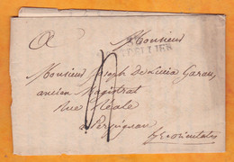 1823 - Marque Postale 33 MONTPELLIER (42 X 10mm) Sur Lettre Pliée De 3 Pages Vers PERPIGNAN - Taxe 4 - Chamayou - 1801-1848: Précurseurs XIX