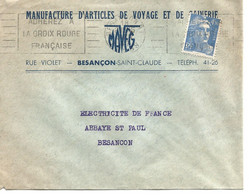 France Enveloppe Publicitaire - Manufacture Articles Voyage Et Gainerie Besançon 25000 - Altri & Non Classificati