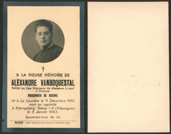 Mortuaire : Alexandre Vanboquestal, Soldat De 3e Régiment De Chasseurs à Pied Tournai, Prisonnier De Guerre Stalag I A - Obituary Notices