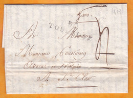 1819 - Marque Postale 30 TOULOUSE (42 X 11 Mm) Sur Lettre Pliée De 2 Pages Vers SAINT CLAR, Gers - Taxe 4 - 1801-1848: Précurseurs XIX