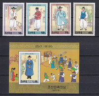 KOREA - COSTUMES - 2001 - SERIE YVERT N° 3071/3074 + BLOC 396D ** MNH - Korea (Nord-)