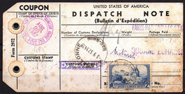 COUPON De Bulletin D'Expédition De Colis Postaux De New York ( Etats-Unis ) Pour Wasselonne ( Alsace ) Le 22-12-1937 . - Postdokumente